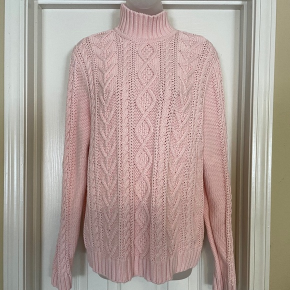 Chaps Sweaters - Chaps  RALF LAUREN PINK CABLE KNIT  SWEATER ,size L